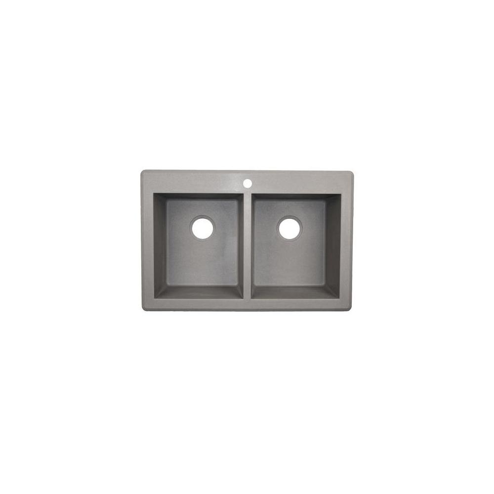 Swan DualMount Granite 33 in. x 22 in. 1Hole 50/50 Double Bowl