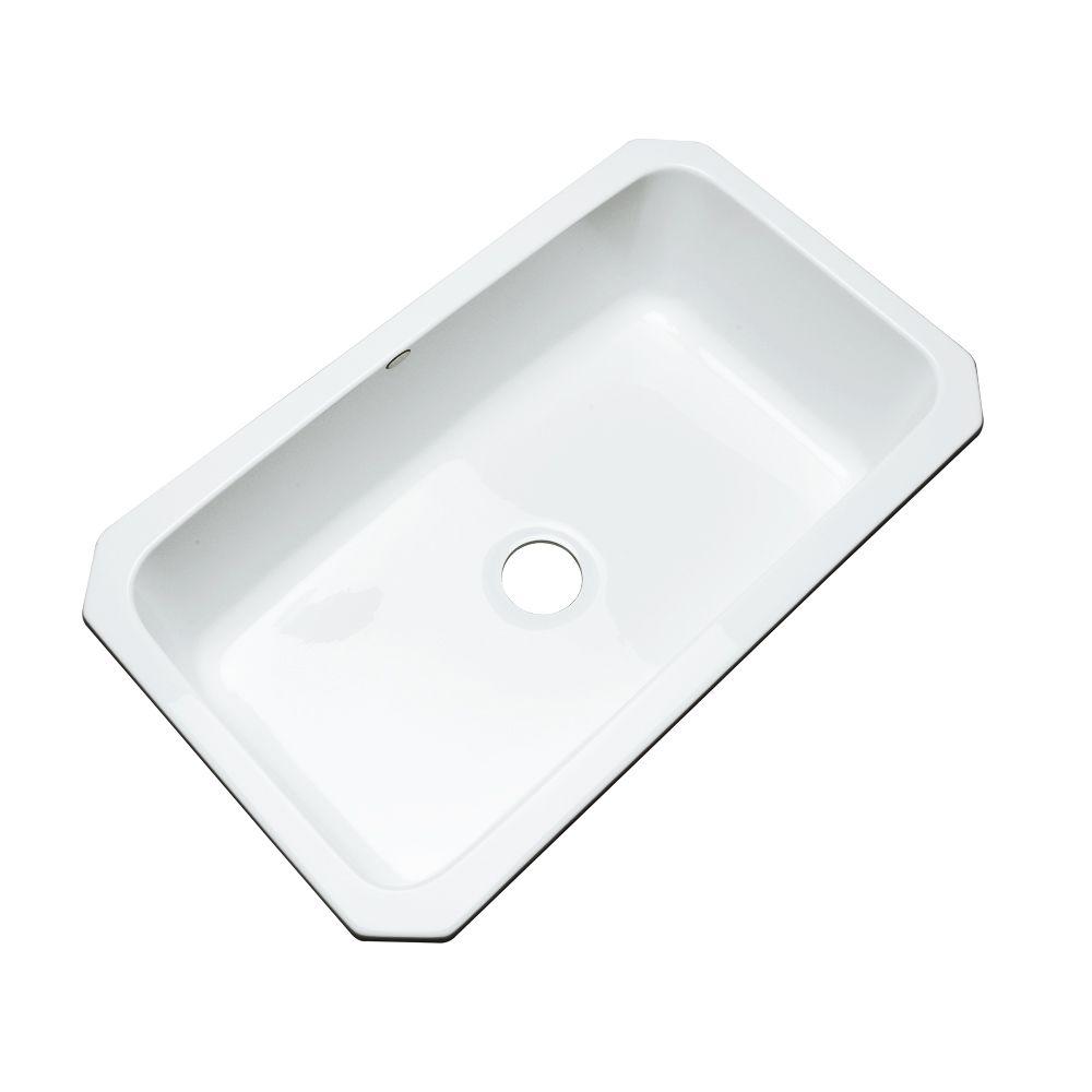 Thermocast Manhattan Undermount Acrylic 33 In Single Bowl Kitchen Sink In White 48000 Um The Home Depot
