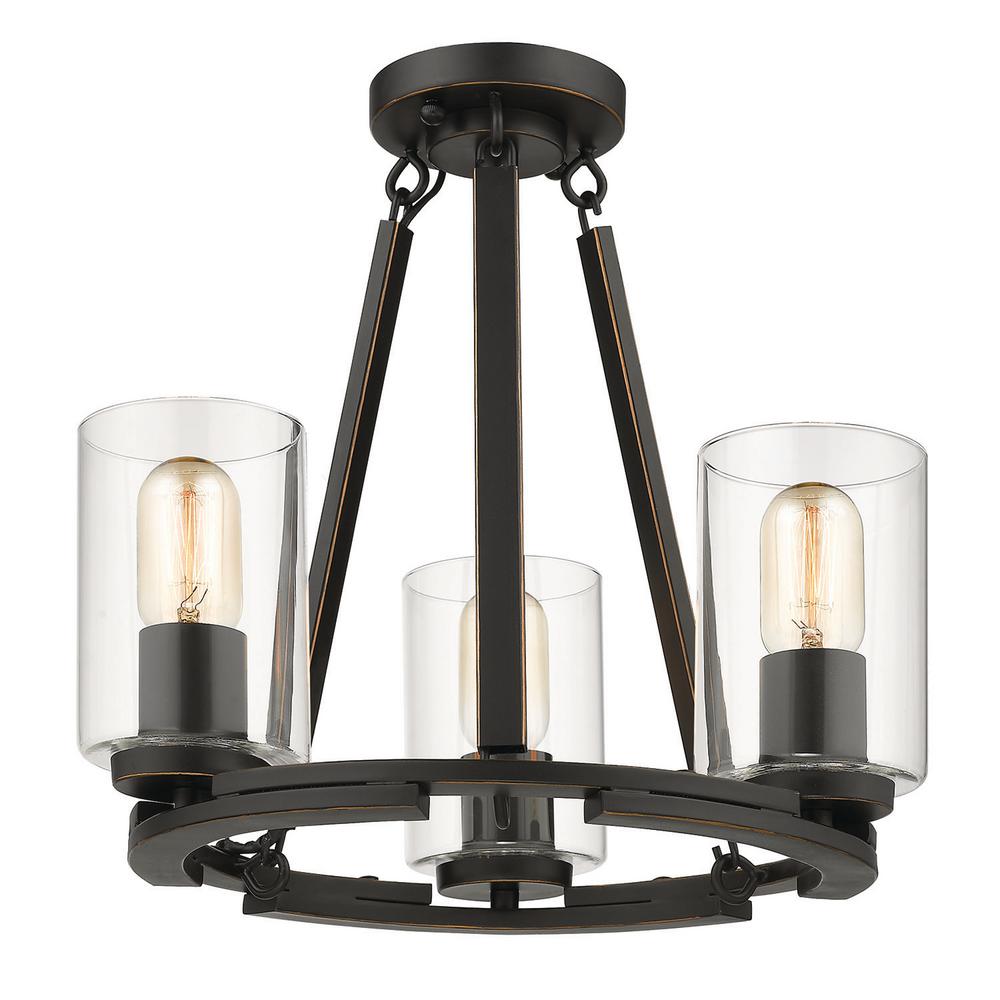 Golden Lighting Monroe 16 125 In 3 Light Black With Gold