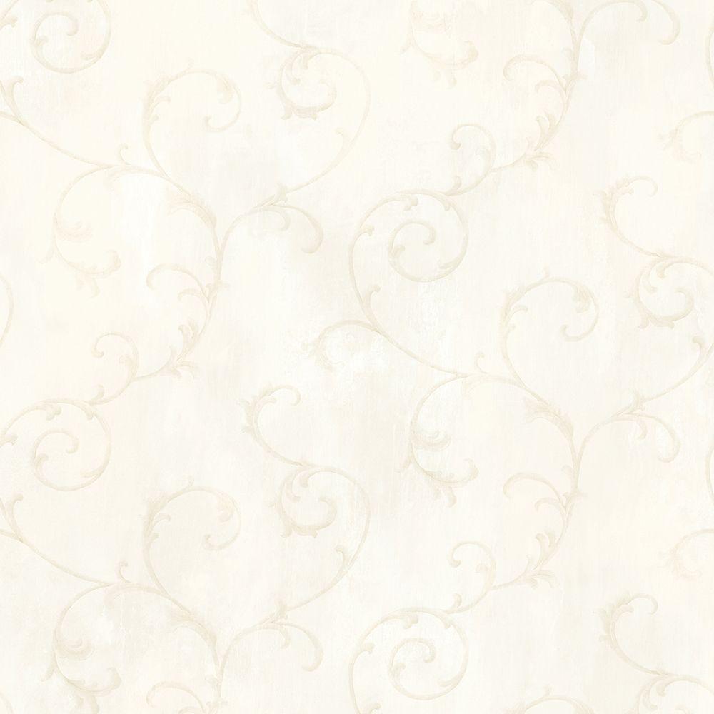 Chesapeake Mimosa Cream Scroll Paper Strippable Roll (Covers 56.4 sq ...