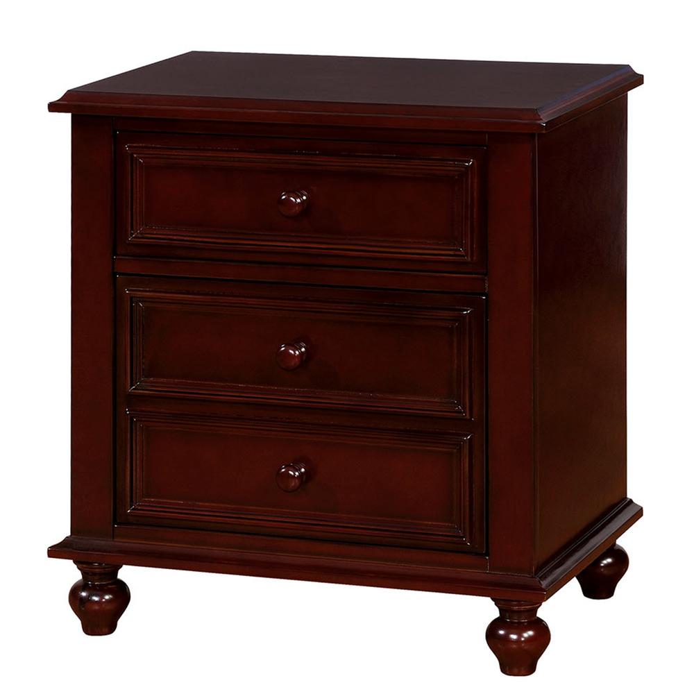 Benjara Dark Brown with 3-Drawers Wooden Night Stand-BM166144 - The ...