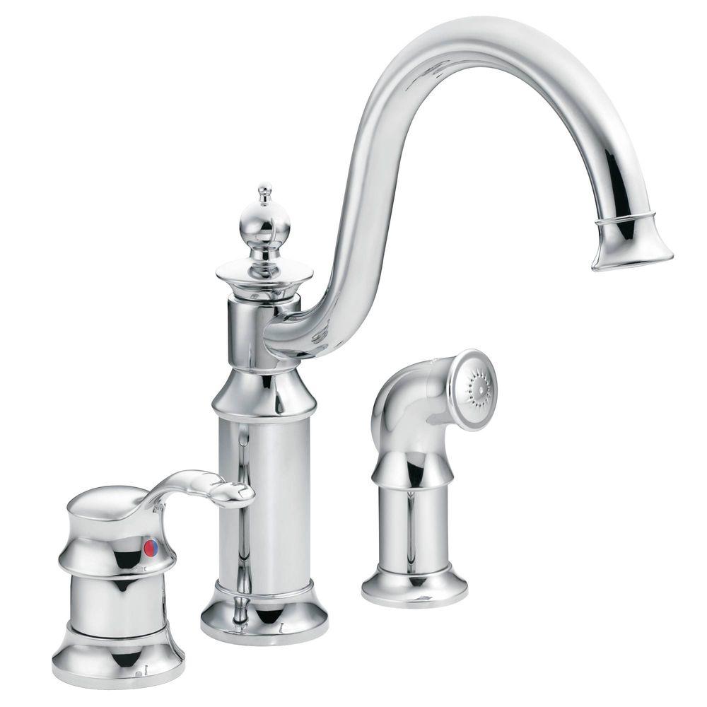 Moen Waterhill High Arc Single Handle Standard Kitchen Faucet With Side Sprayer In Oil Rubbed Bronze