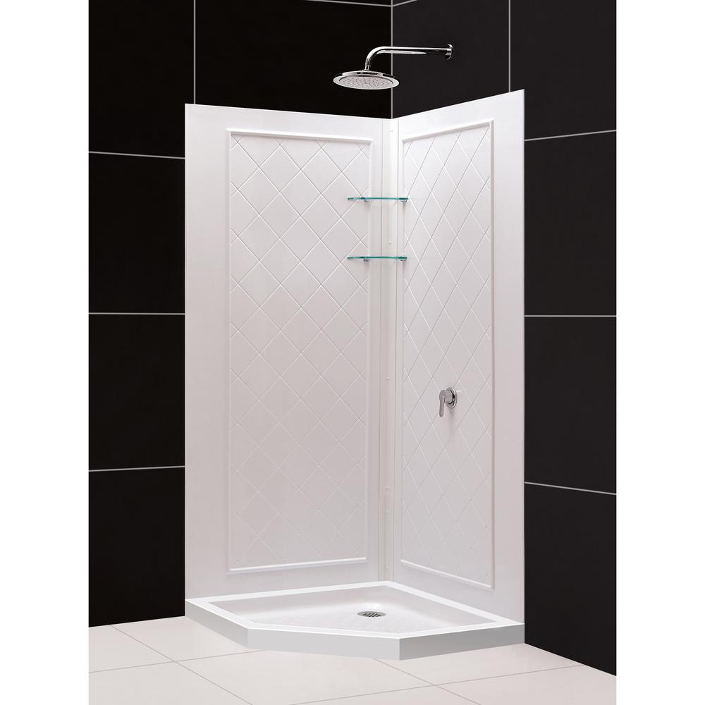 Neo Angle Shower Stalls Kits Showers The Home Depot Neo Angle Shower Base In White With