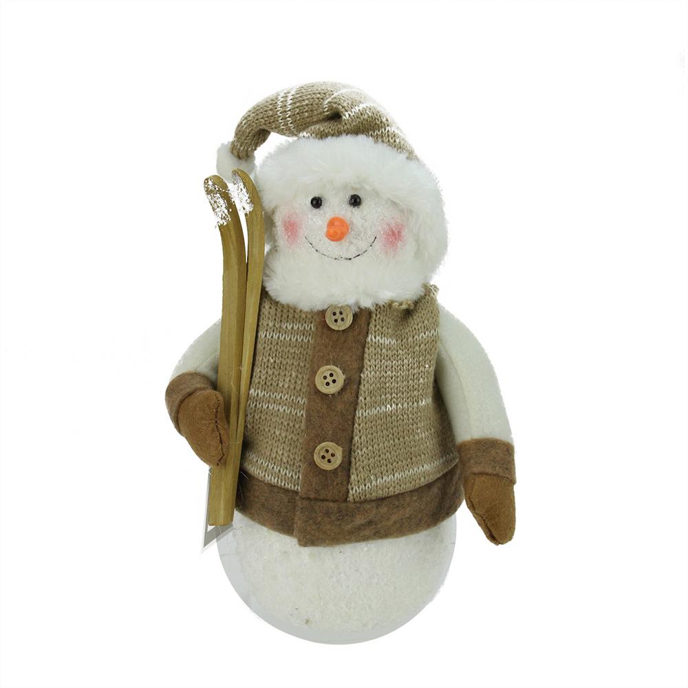Stuffed Holiday Snow Man On Skies.
