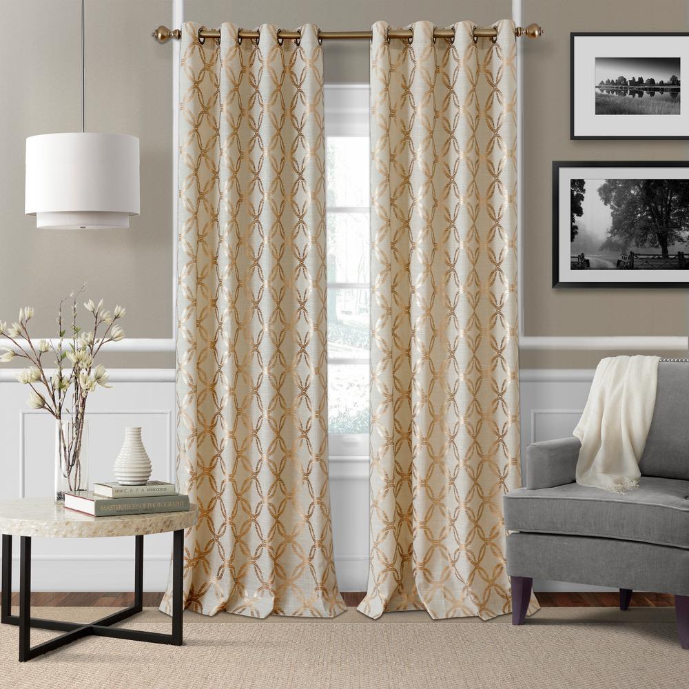 Elrene Zelda Metallic Copper Printed Single Window Curtain Panel Elrene Zelda Metallic Copper Printed Single Window Curtain Panel 50 In W X 84