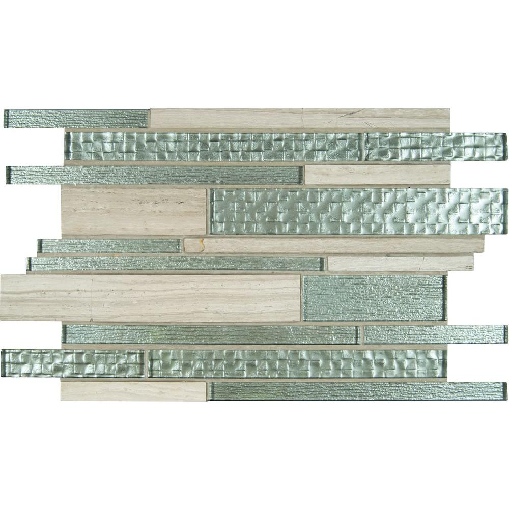 Msi Aria Interlocking 12 In X 18 8mm Glass Stone Mesh Mounted Mosaic Tile