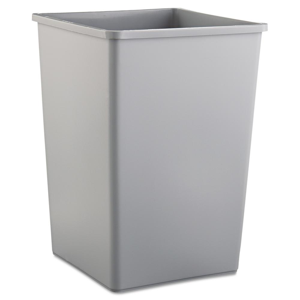 RUBBERMAID FG395800GRAY 35 gal. LLDPE Square Trash Can , Gray