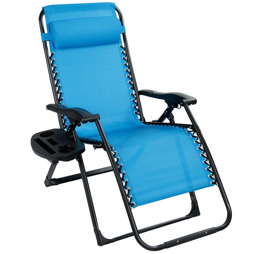 Costway Folding Zero Gravity Oversize Fabric Outdoor Lounge Chair in
