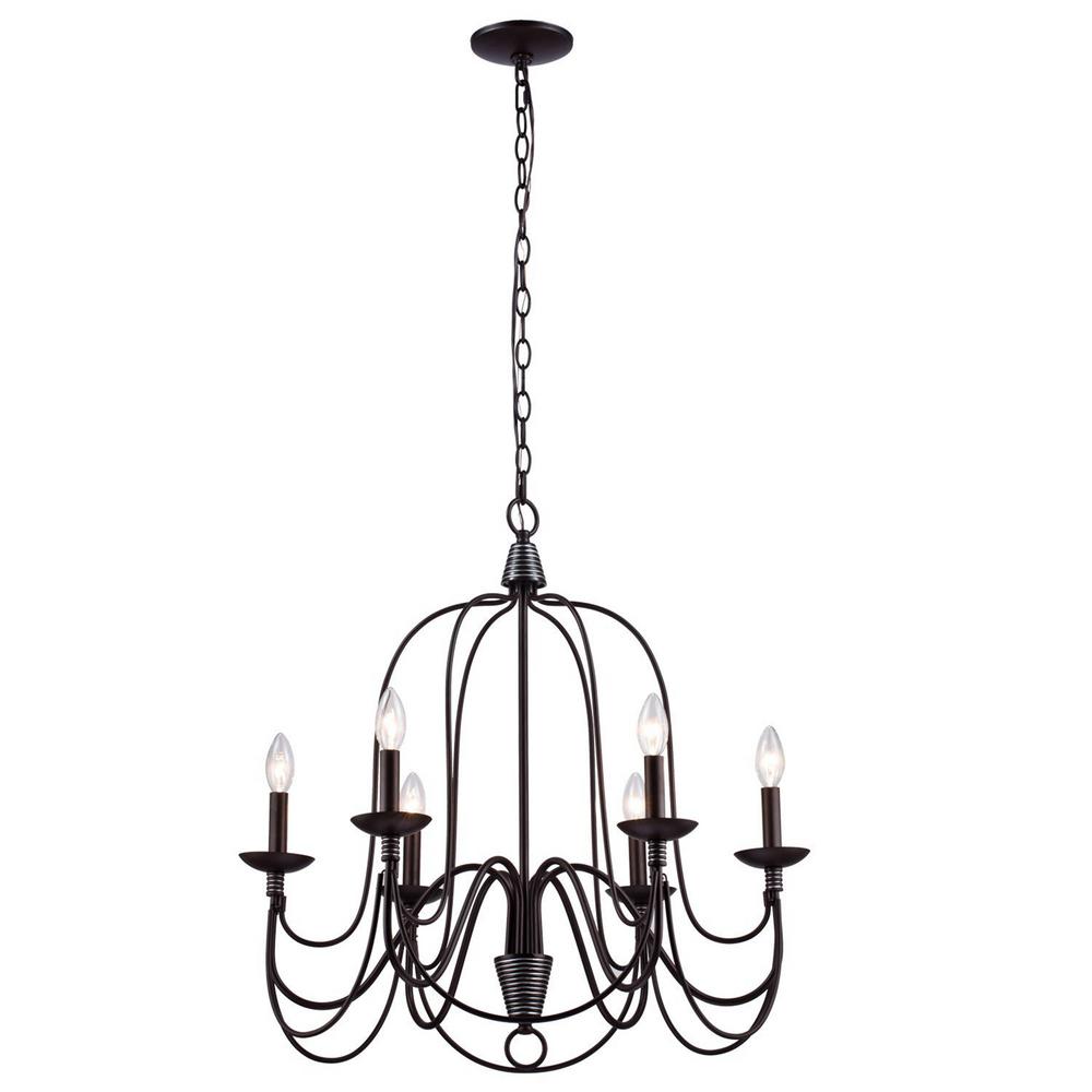 Y Decor Blakely 6-Light Chandelier in Matte Black-L006MB - The Home Depot