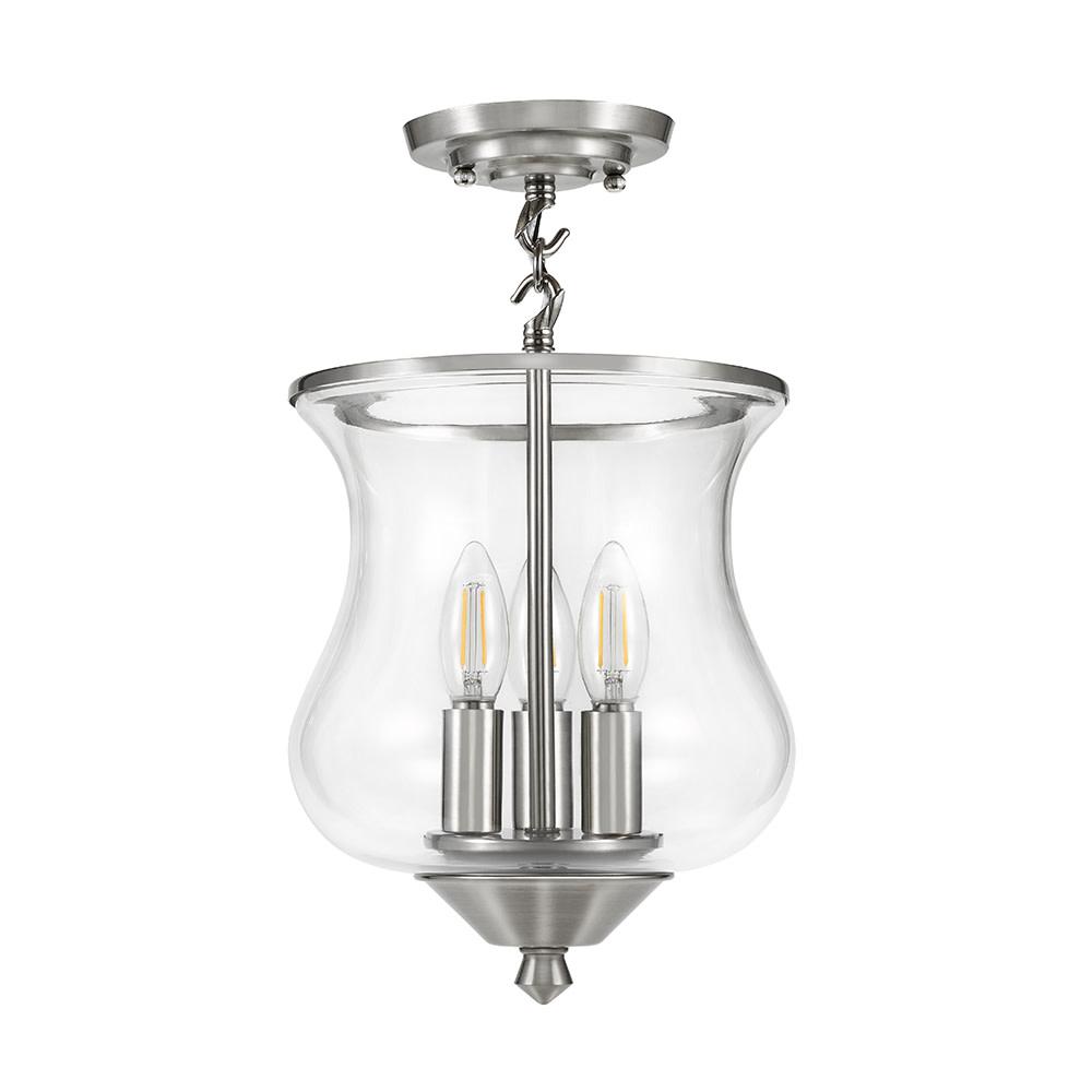 Cresswell 14 75 In Brushed Nickel Traditional Semi Flush Mount