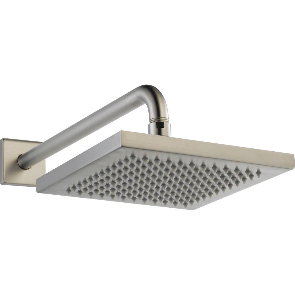 Delta 1 Spray 8 In Single Wall Mount Square Fixed Rain Shower Head In Stainless