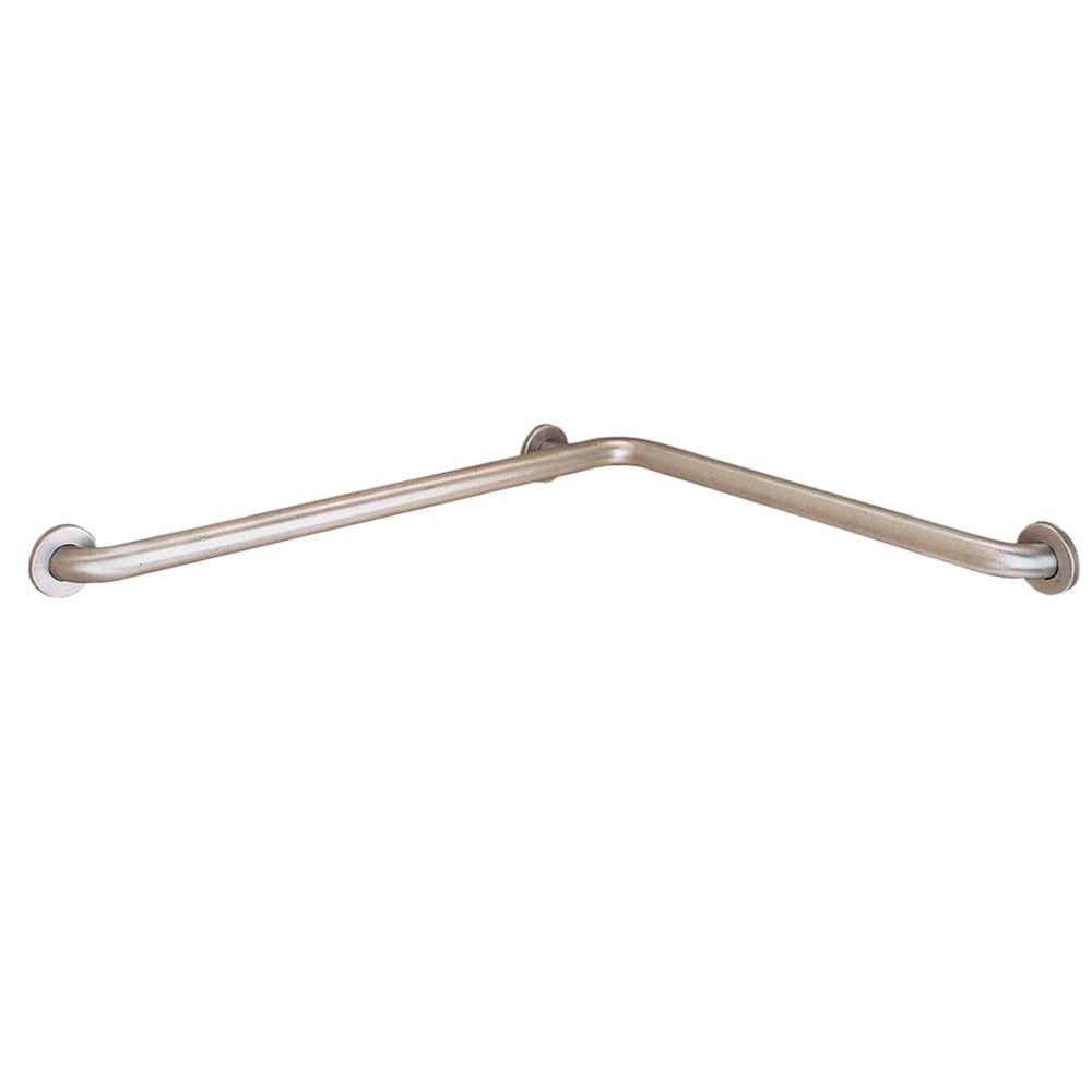 Swan 24 in. x 48 in. x 3 in. ConcealedScrew LShaped Grab Bar in Stainless SteelBF2448000