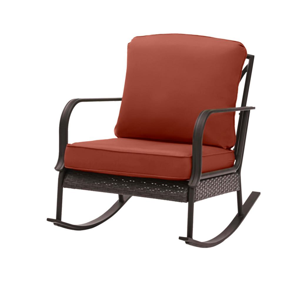 Hampton Bay Becker Dark Mocha Steel Outdoor Patio Rocking Chair With Sunbrella Henna Red Cushions H027 01510100 The Home Depot - Sunbrella Outdoor Cushions For Rocking Chairs Hampton Bay Becker Dark Mocha Steel Outdoor Patio Rocking Chair With Sunbrella Henna Red Cushions H027 01510100 The Home Depot - Sunbrella Outdoor Cushions For Rocking Chairs