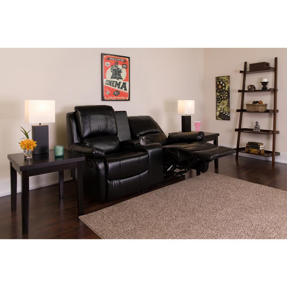Flash Furniture Allure Series 2 Seat Reclining Pillow Back Black Flash Furniture Allure Series 2 Seat Reclining Pillow Back Black Leather Theater Seating Unit With