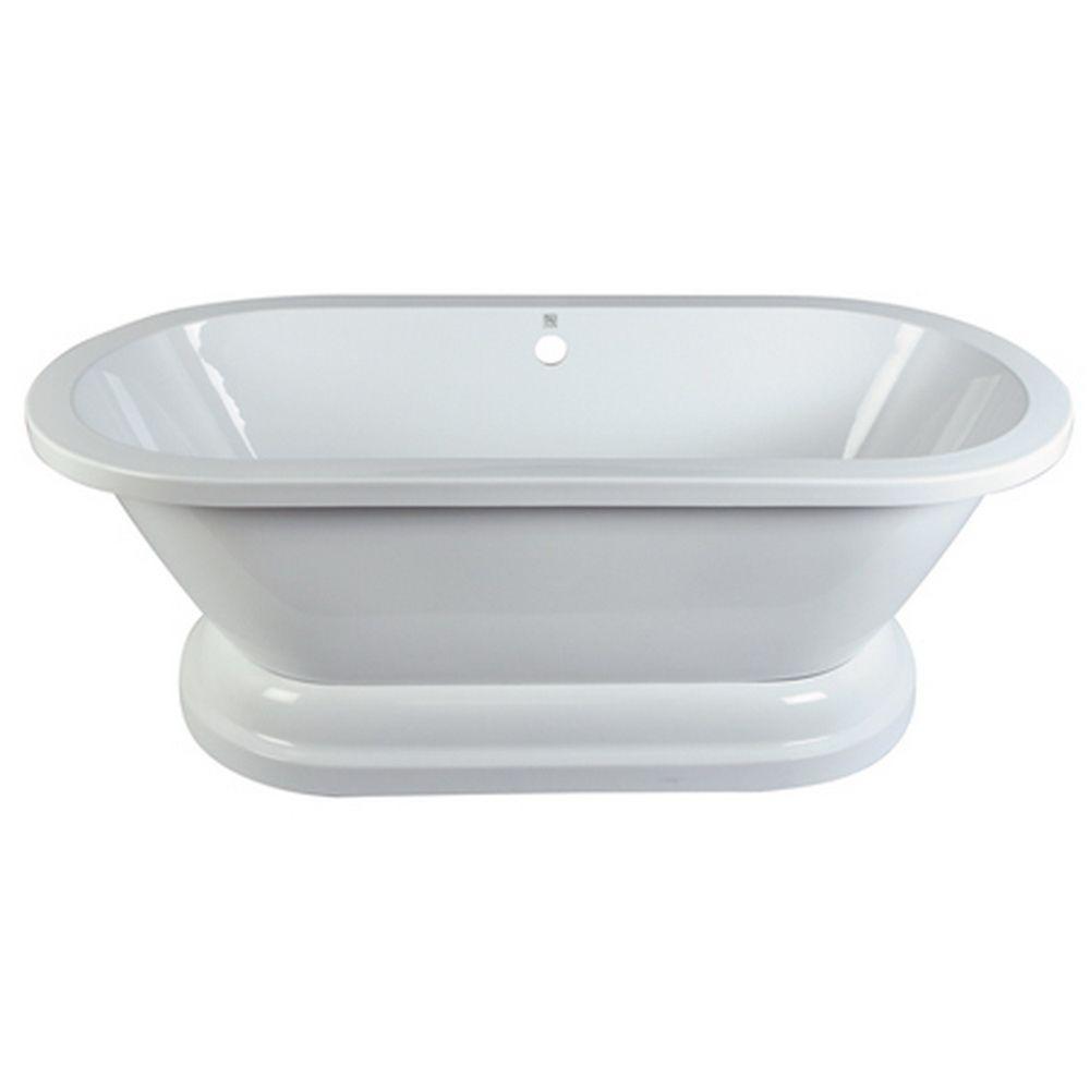 Aqua Eden 5.6 ft. Acrylic Double Ended Pedestal Tub in White ...