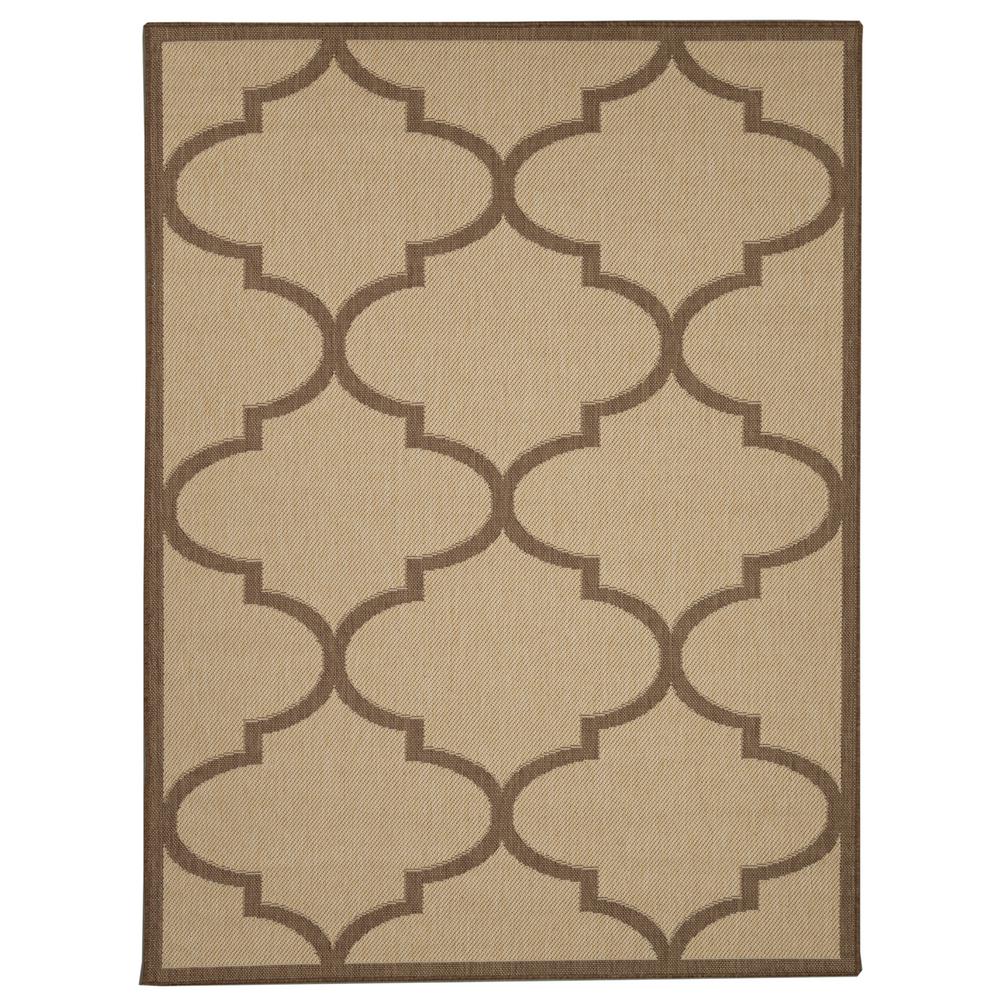 Ottomanson Jardin Collection Beige Morrocan Trellis Design Indoor Outdoor 5 Ft X 7 Jute Back Area Rug