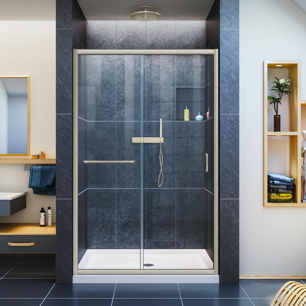 Dreamline Infinity Z 36 In X 48 In Semi Frameless Sliding Shower