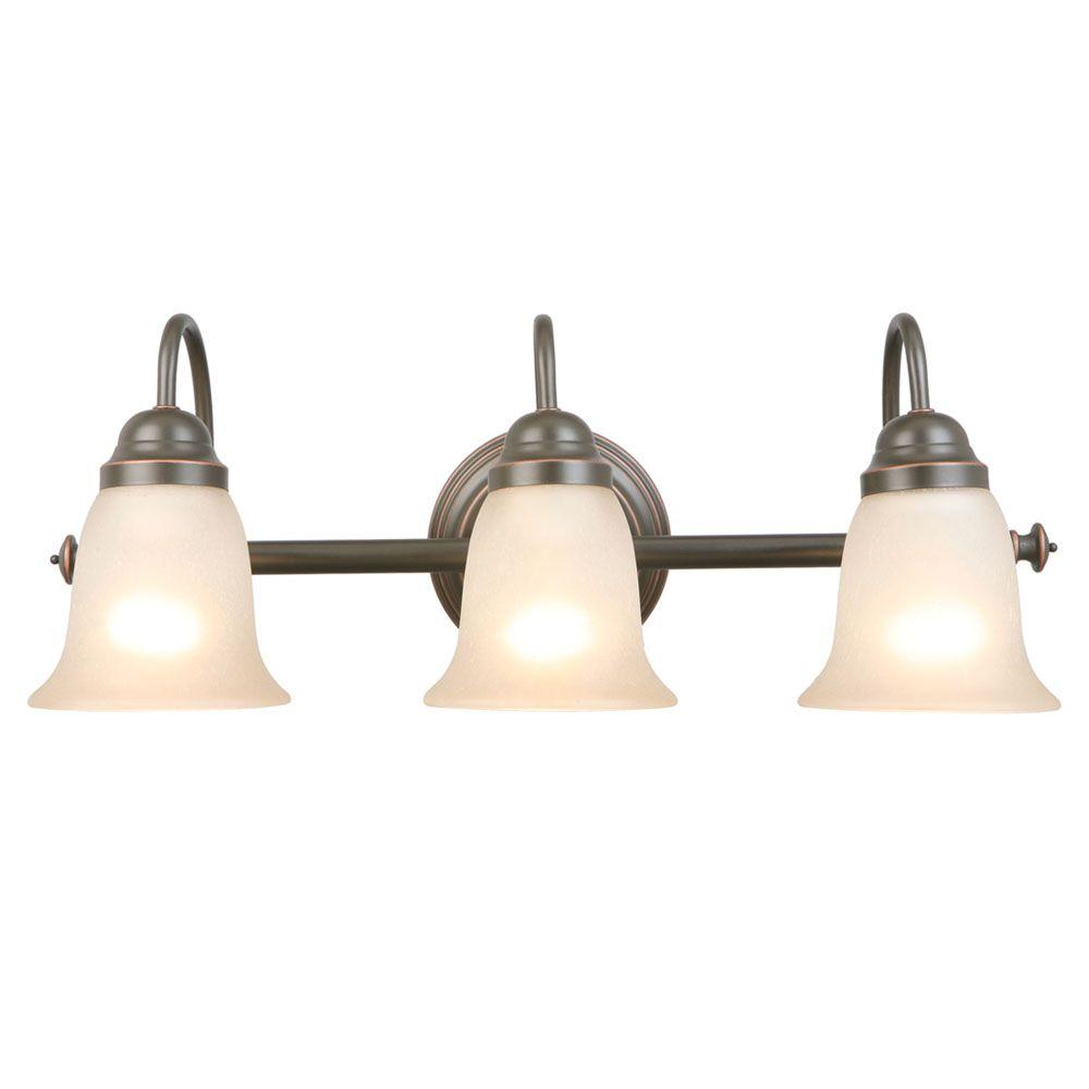 Hampton Bay Bronze Vanity Lighting The Home Depot Springston 3 Light Oil Rubbed Bronze Vanity