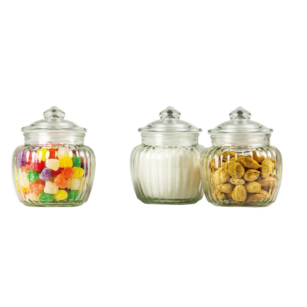 Home Basics 3 Piece Glass Canister Set Cs10540 The Depot - 3 Glass Canister Jars With Lids Home Basics 3 Piece Glass Canister Set Cs10540 The Depot - 3 Glass Canister Jars With Lids