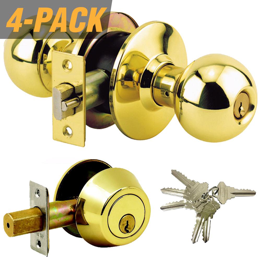 3 x Secure Euro Door Locks 35/45 BRASS Finish Keyed Alike 3 Keys Per Lock 