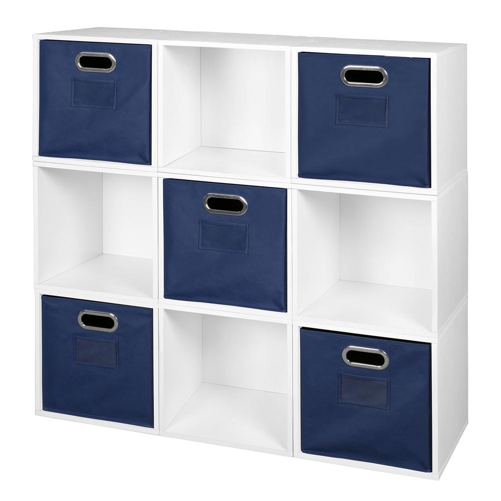 Niche Cubo 39 in. H x 39 in. W White Wood Grain/Blue 9Cube and 5Bin