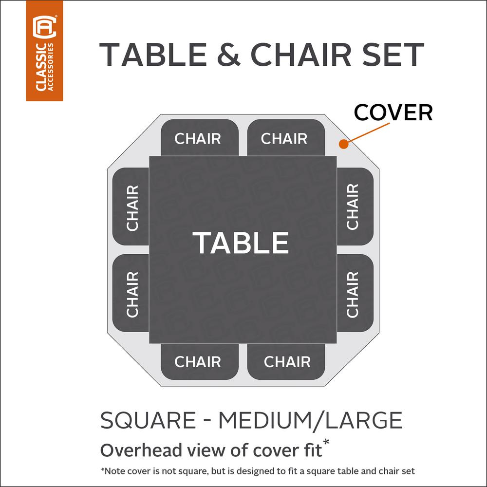 Classic Accessories Ravenna Medium Large Square Patio Table And Chair Set Cover 55 710 015101 Ec The Home Depot