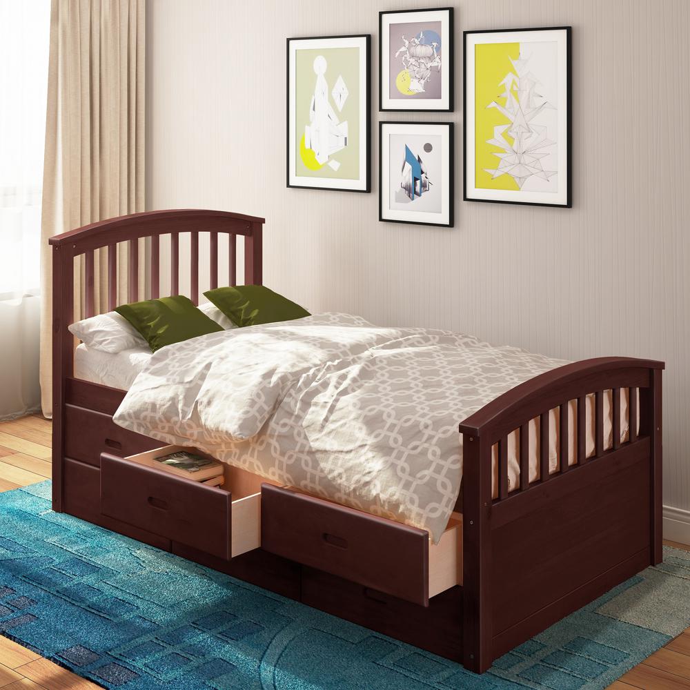 Harper & Bright Designs Espresso Twin Size Platform Bed With 6-Drawers ...