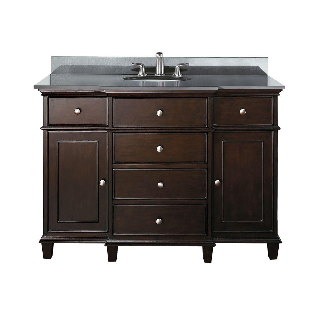 WoodCrafters Regency 49 in. Vanity in Auburn with Stone Effects Vanity