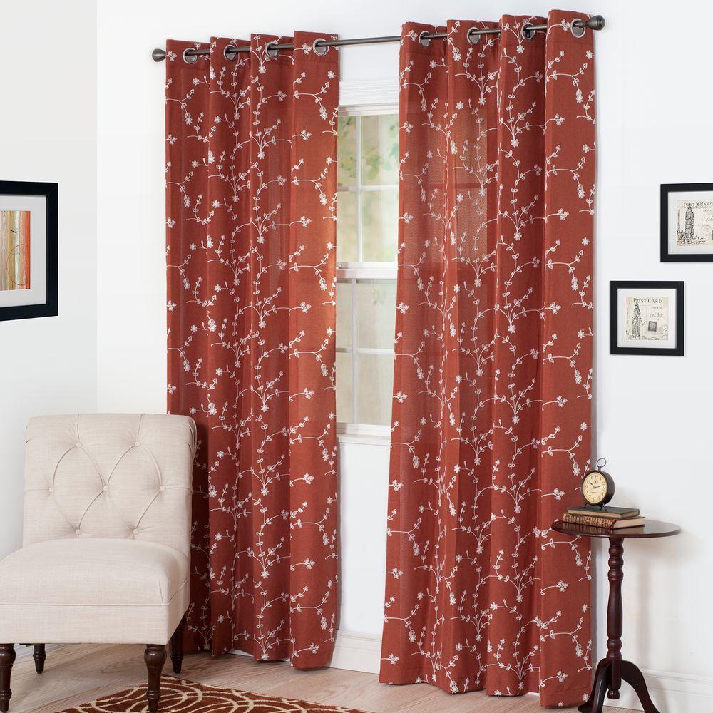 Rust Grommet Curtains Window Treatments The Home Depot