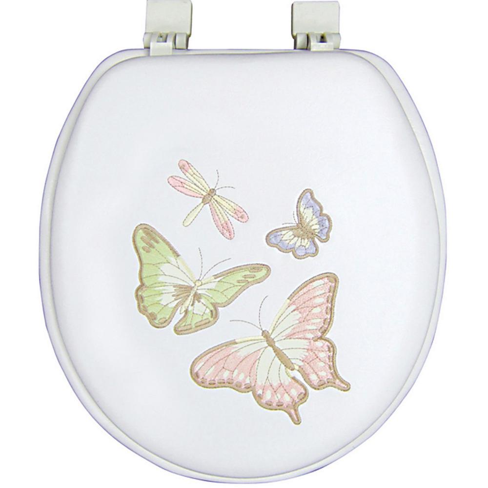 Classique Ginsey Round Closed Front Embroidered Soft Toilet Seat in