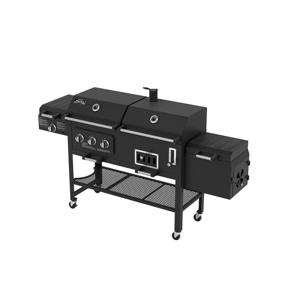 CharGriller Double Play 1,260 sq, in. 3Burner Gas and Charcoal Grill in Black5650 The Home