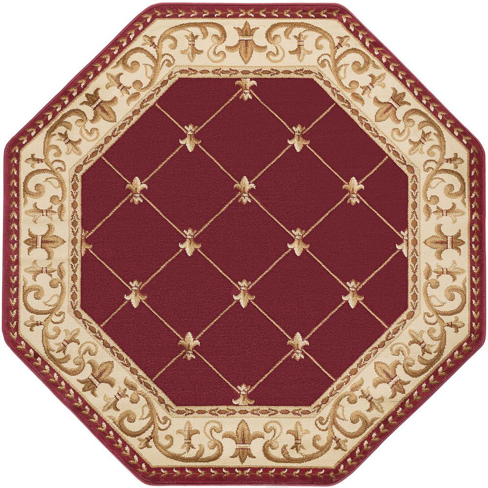 Tayse Rugs Sensation Red 5 ft. x 5 ft. Octagon Traditional Area Rug ...