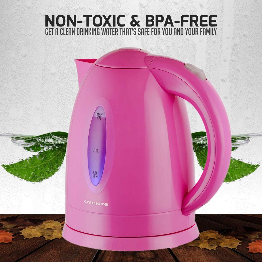 Ovente 6.5Cup BPA Free Plastic Pink Electric KettleKP72P The Home Depot