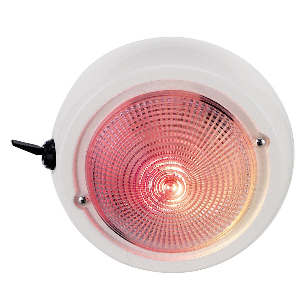Perko 12 Volt Exterior Surface Mount Dome Light With Red And White Bulbs