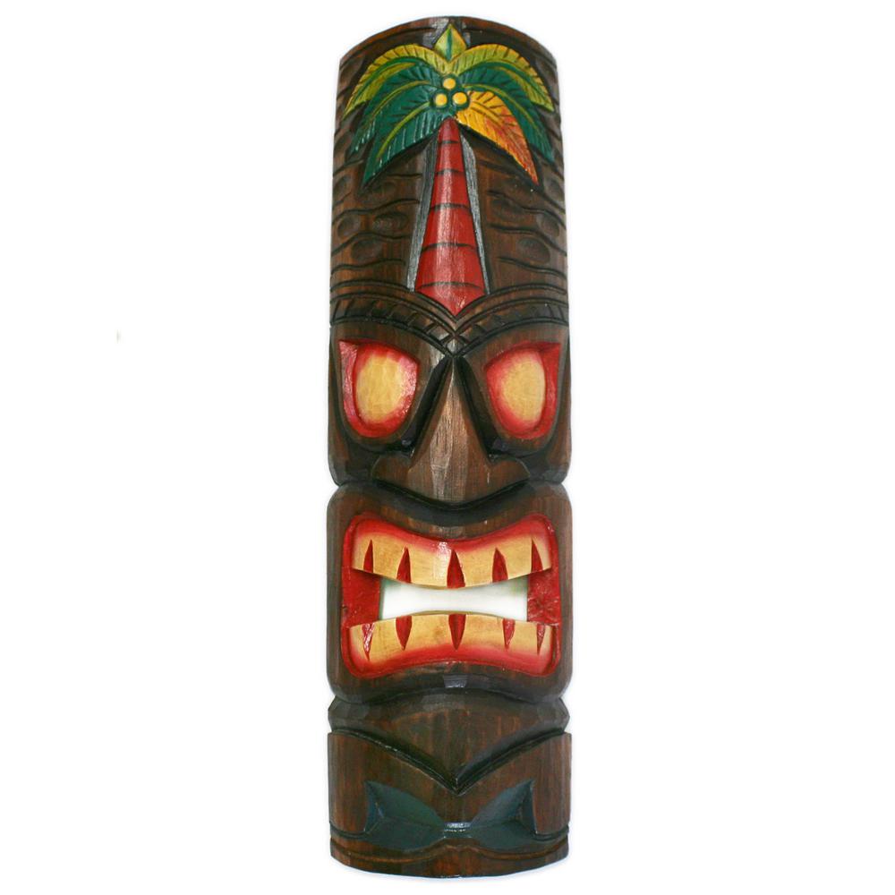 Backyard X-Scapes 20 in. Tiki Mask Palm Tree Polynesian Wood Art ...