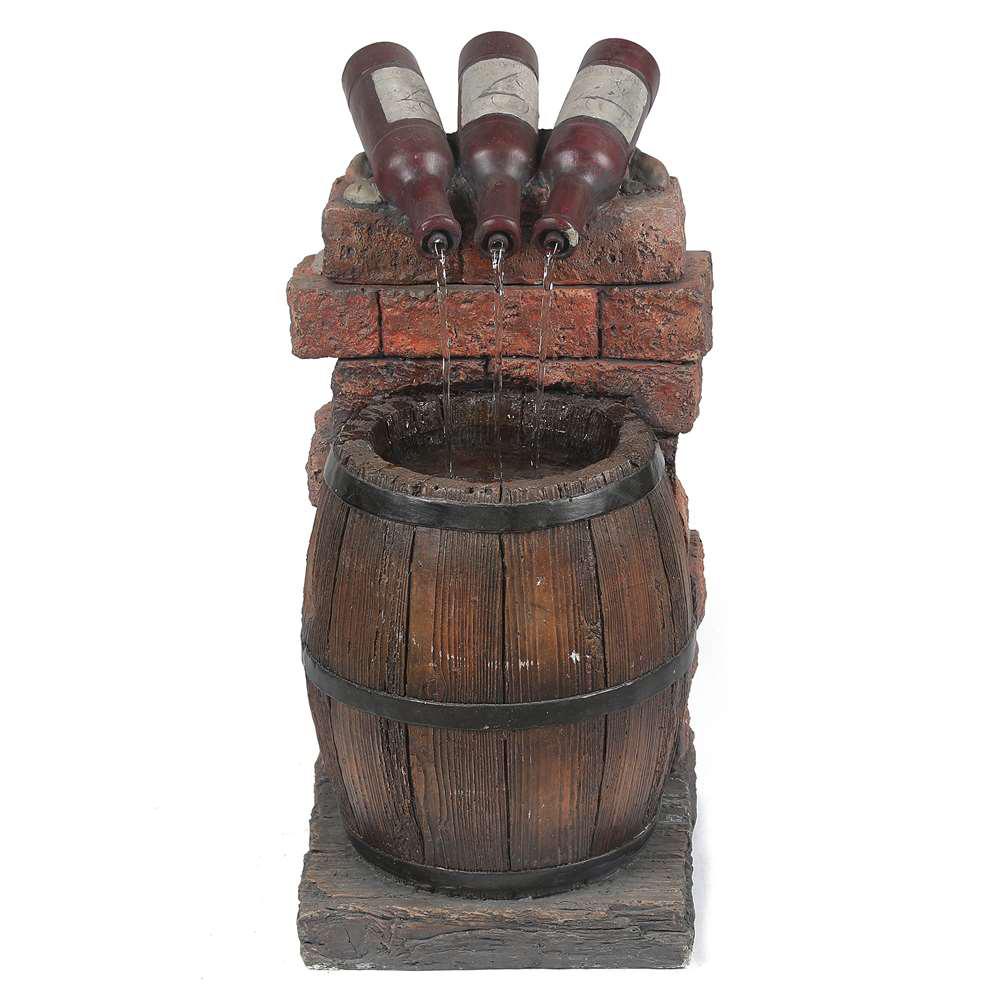 Winsome House Resin Wine Bottle and Barrel Outdoor Cascade Fountain