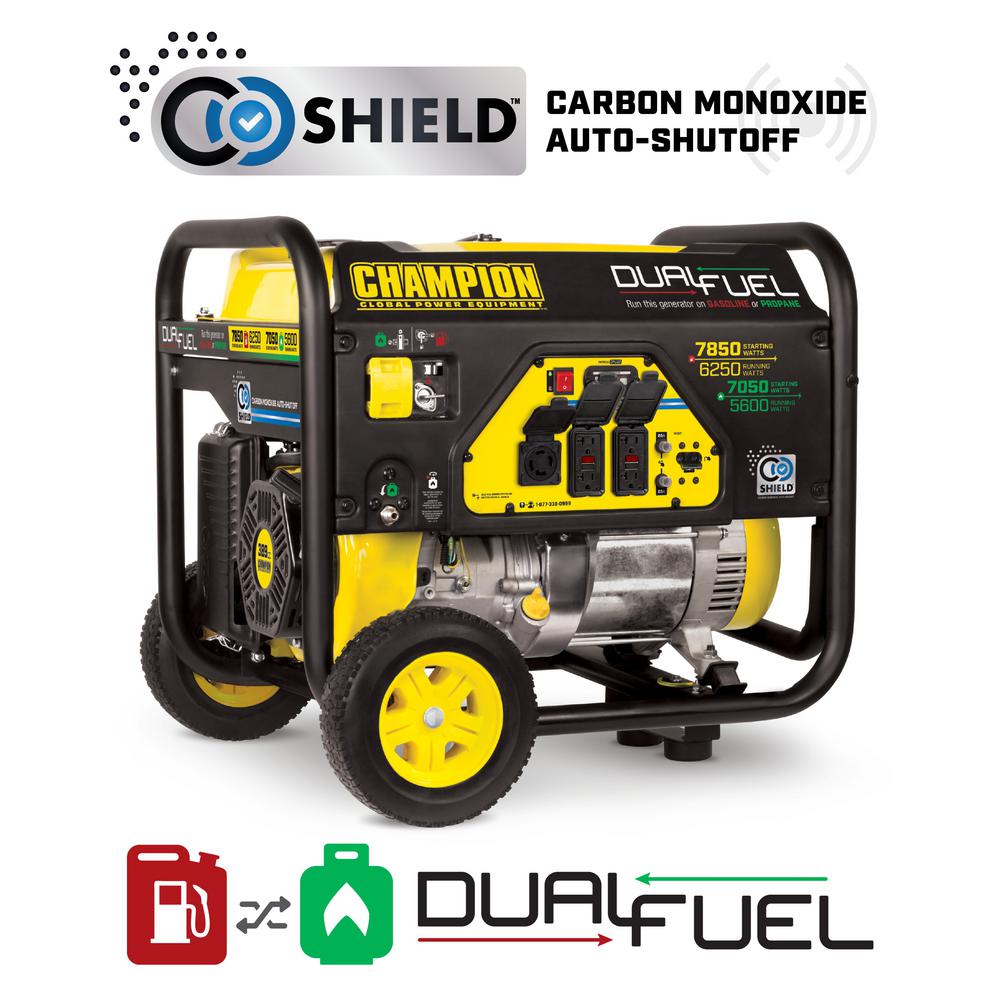 CHAMPION POWER EQUIPMENT 7850 / 6250-Watt Dual-Fuel Powered Portable ...