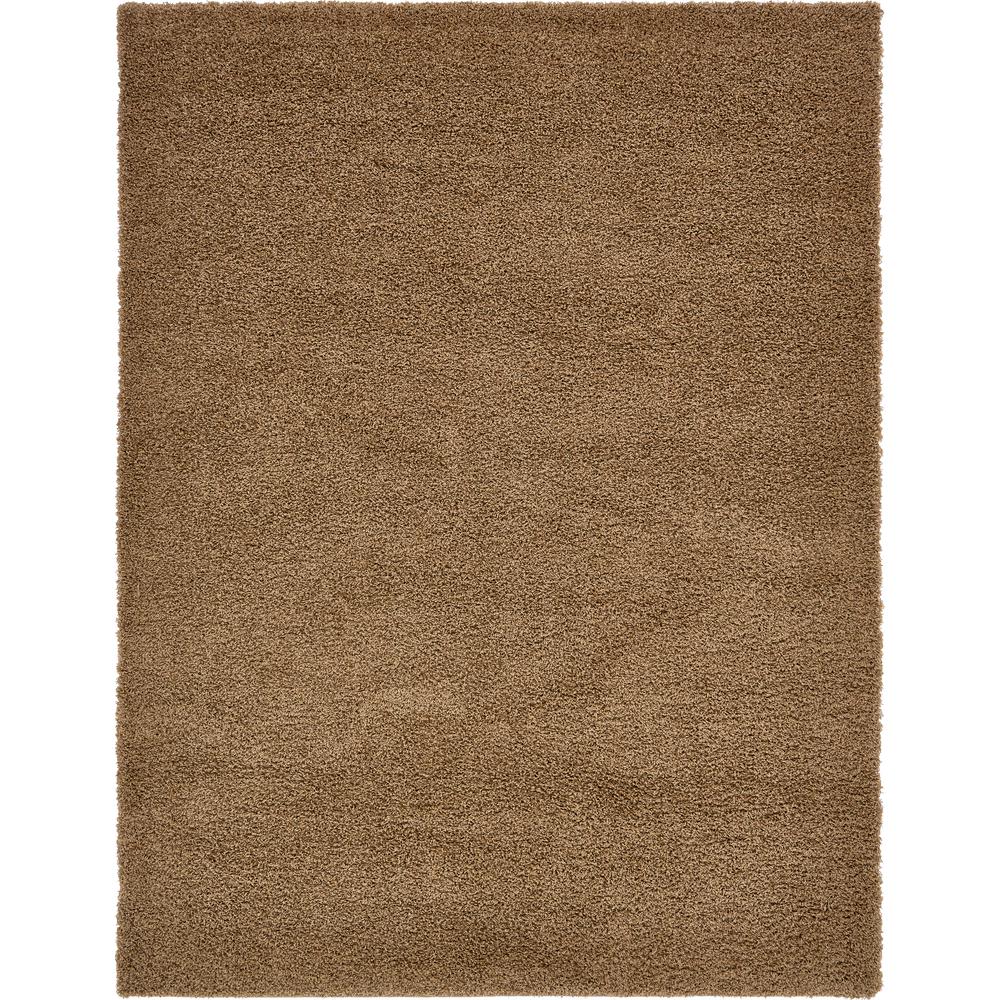 Unique Loom Solid Shag Sandy Brown 12 ft. x 15 ft. Area Rug