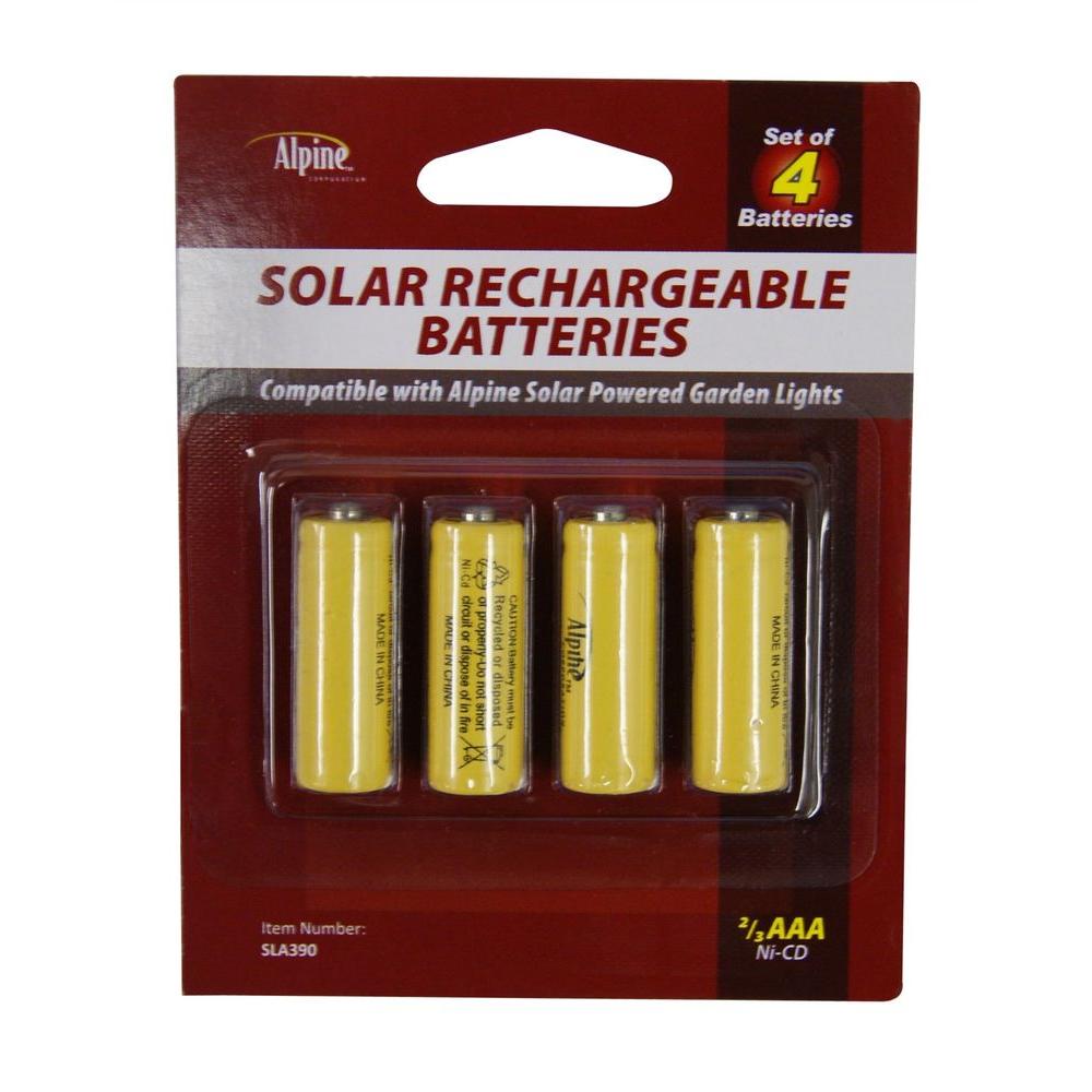Alpine Corporation Replacement Solar Rechargeable Batteries 4 Pack 2 3 a Sla390 The Home Depot