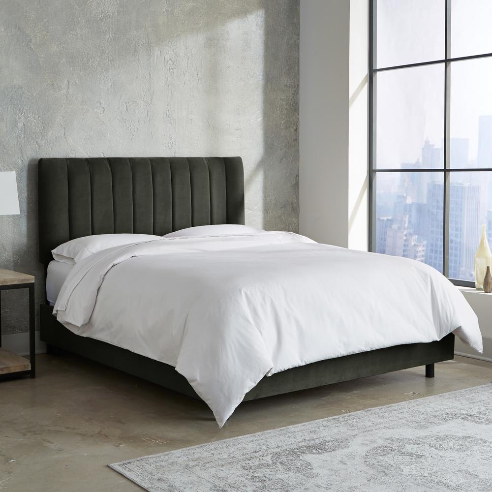 Velvet Pewter Queen Channel Seam Bed 3652bedvlvpwt The Home Depot