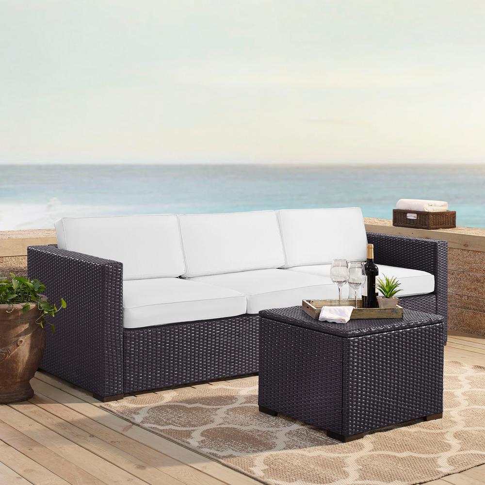 Crosley Biscayne 3Person Wicker Outdoor Seating Set with White