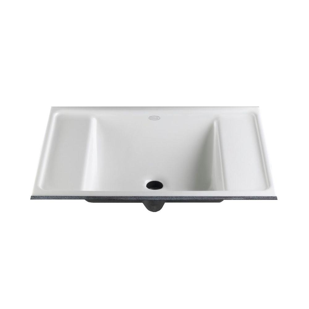 KOHLER Ledges Undermount Cast Iron Bathroom Sink in White with Overflow