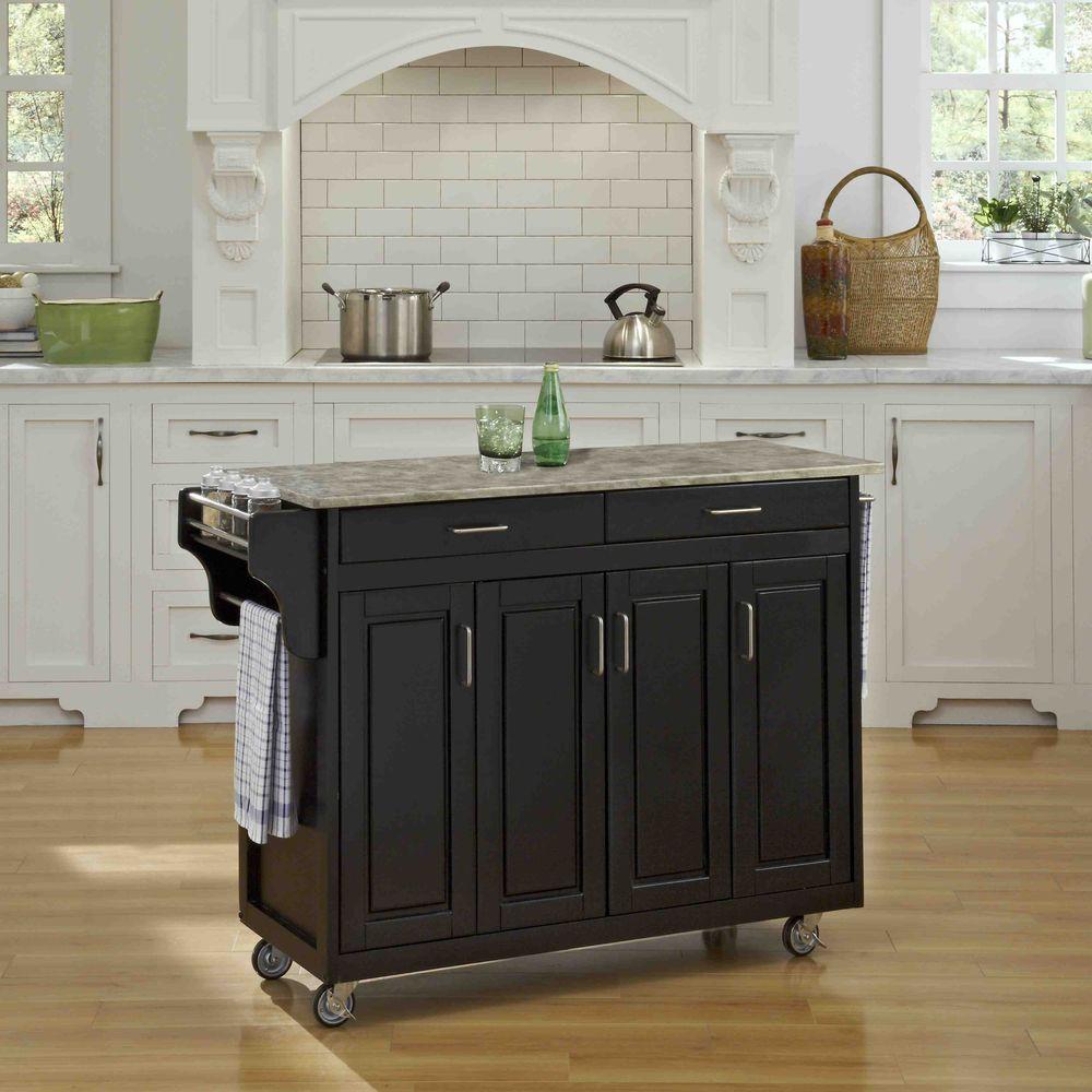 Home Styles Create A Cart Black Kitchen With Concrete Top Home Styles Create A Cart Black Kitchen With Concrete Top