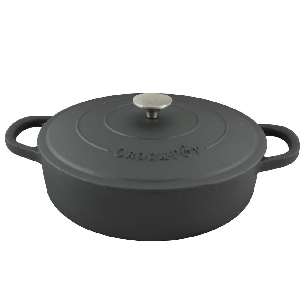 CrockPot Artisan 5 Qt. Round Preseasoned Cast Iron Braiser Pan with