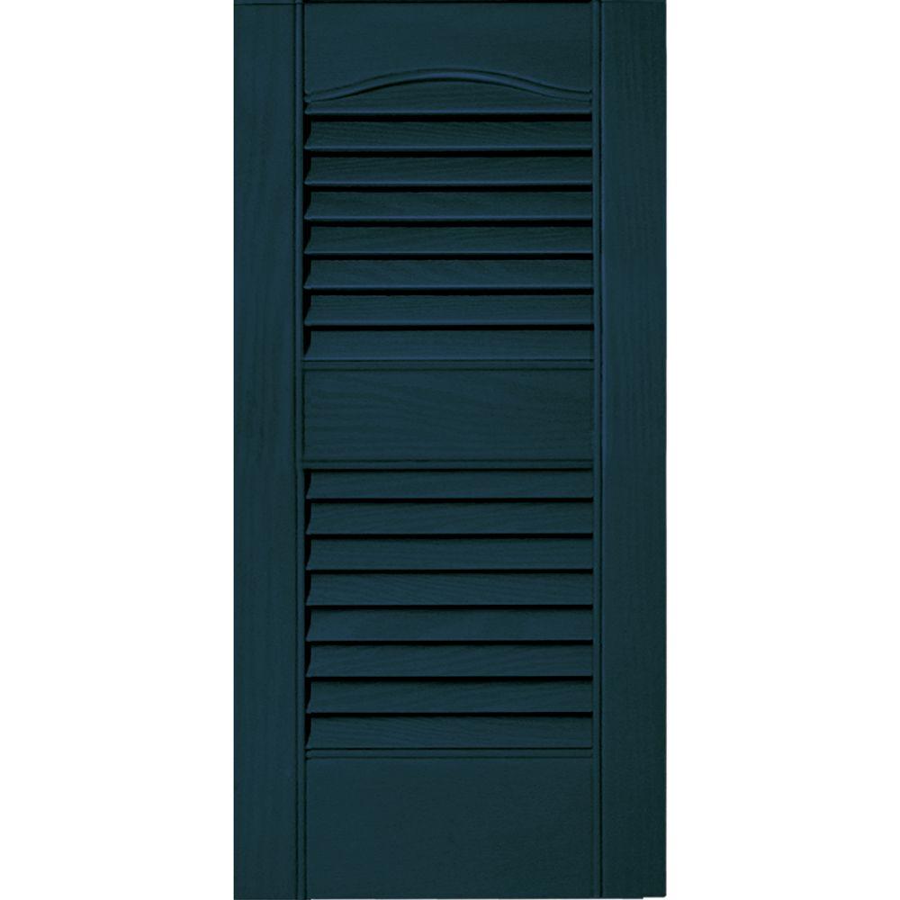 Builders Edge 12 In X 25 In Louvered Vinyl Exterior Shutters Pair   166 Midnight Blue Builders Edge Louvered 010120025166 64 1000 