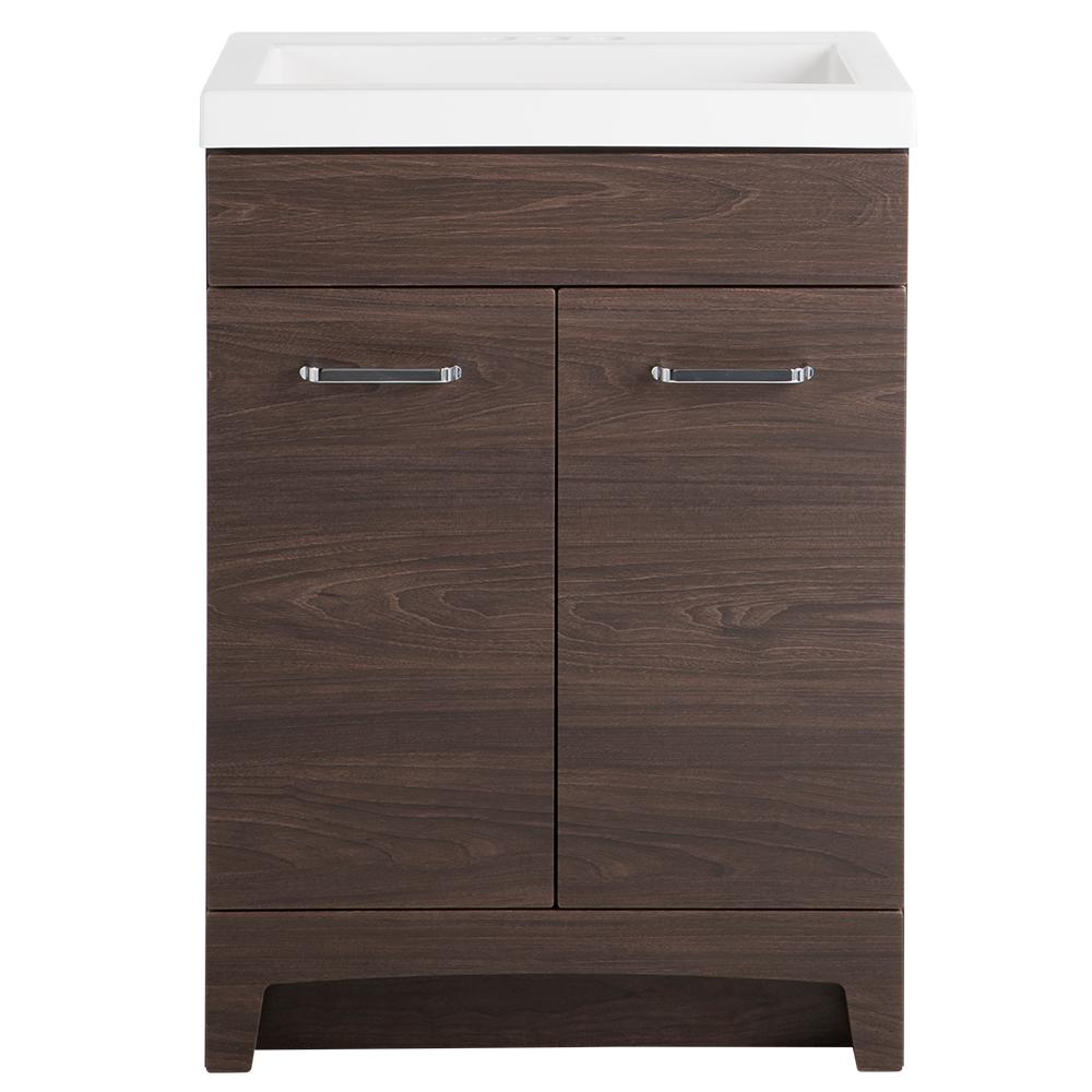 Glacier Bay 24.5 in. W x 18.75 in. D x 34.34 in. H Vanity in Elm Ember with Cultured Marble Vanity Top in White with White Basin-ST24P2-EE - The Home Depot