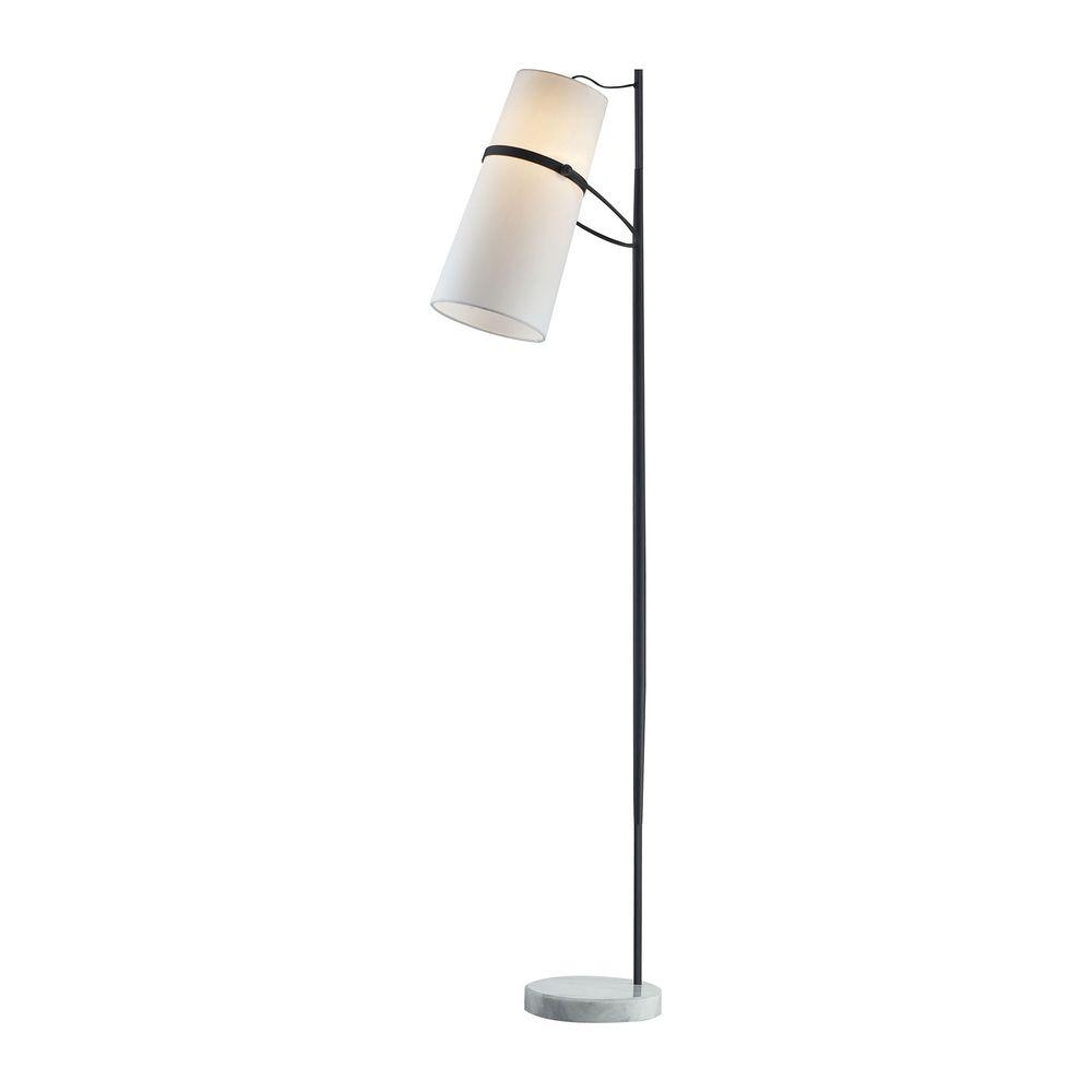 Titan Lighting 70 In Matte Black Banded Shade Floor Lamp