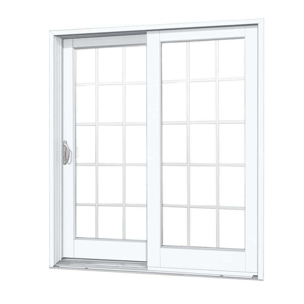 Mp Doors 72 In X 80 In Smooth White Left Hand Composite Sliding Patio Door With 15 Lite Gbg