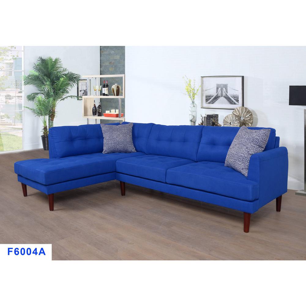 Blue Tufted Linen Right Sectional Sofa Set (2Piece) SH7104A The Home