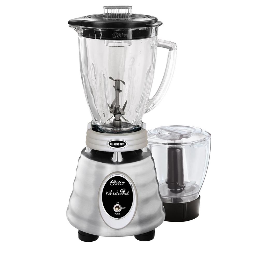 Oster Whirlwind Heritage Blend 48 oz. 1000 Plus 2 Speed Blender in Chrome with Food Processor